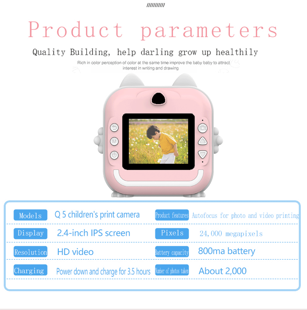 Digital Children Camera For Photography Instant Print Photo Kids Camera Mini Thermal Printer Video Educational Toys Gift