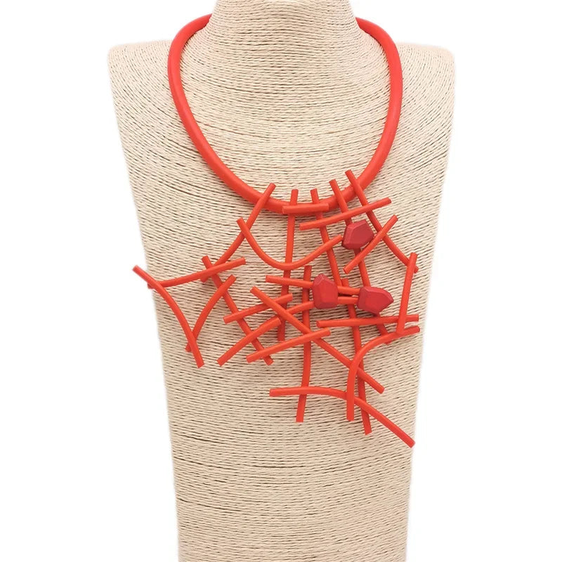 Fashion Designer Luxury Necklaces Women Handmade Gothic Pendant Necklace Rubber jewelry Wooden Accessories Statement Jewelry
