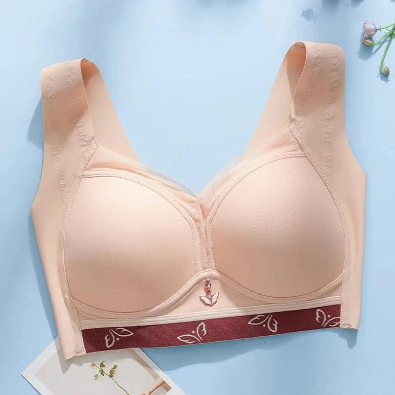 Women's Full Coverage Wirefree smooth Plus Size Bra Non Padded Bra Sexy Seamless Large Size Bra Push Up Sports Brassiere 50E 52E