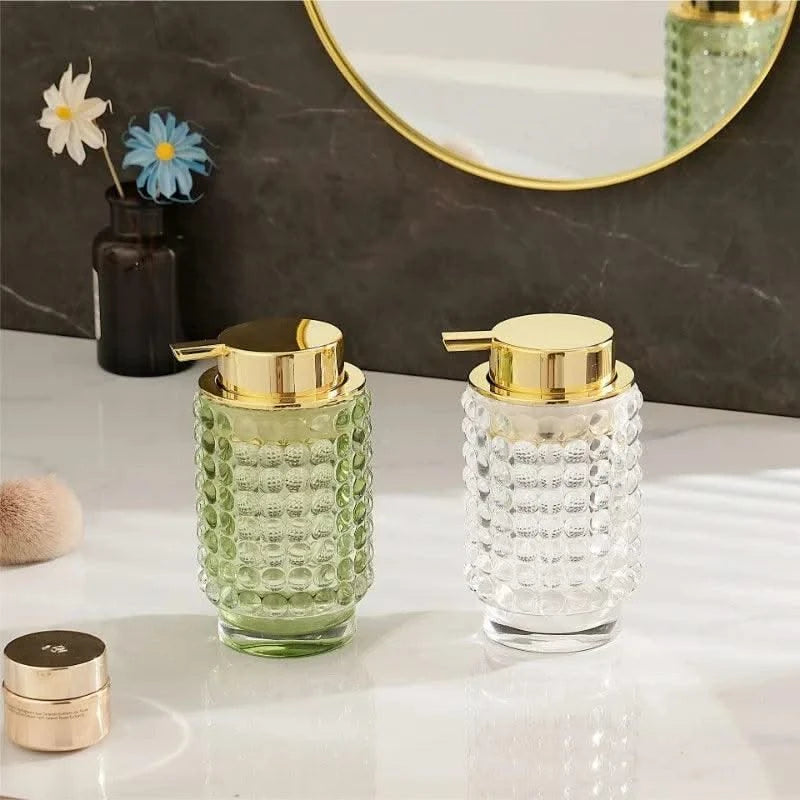 Luxury Glass Emulsion Hand Sanitizer Bottle Press Soap Bottle Shampoo Shower Gel Bottled Home Bathroom Decoration Accessories