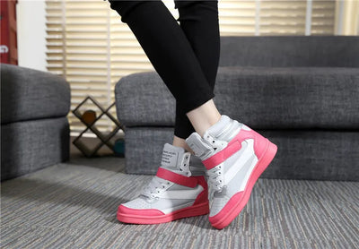 2023 Autumn Designer Wedges White Platform Sneakers Women Shoes Leather Black High Top Sneakers Hidden Increasing Basket Femme