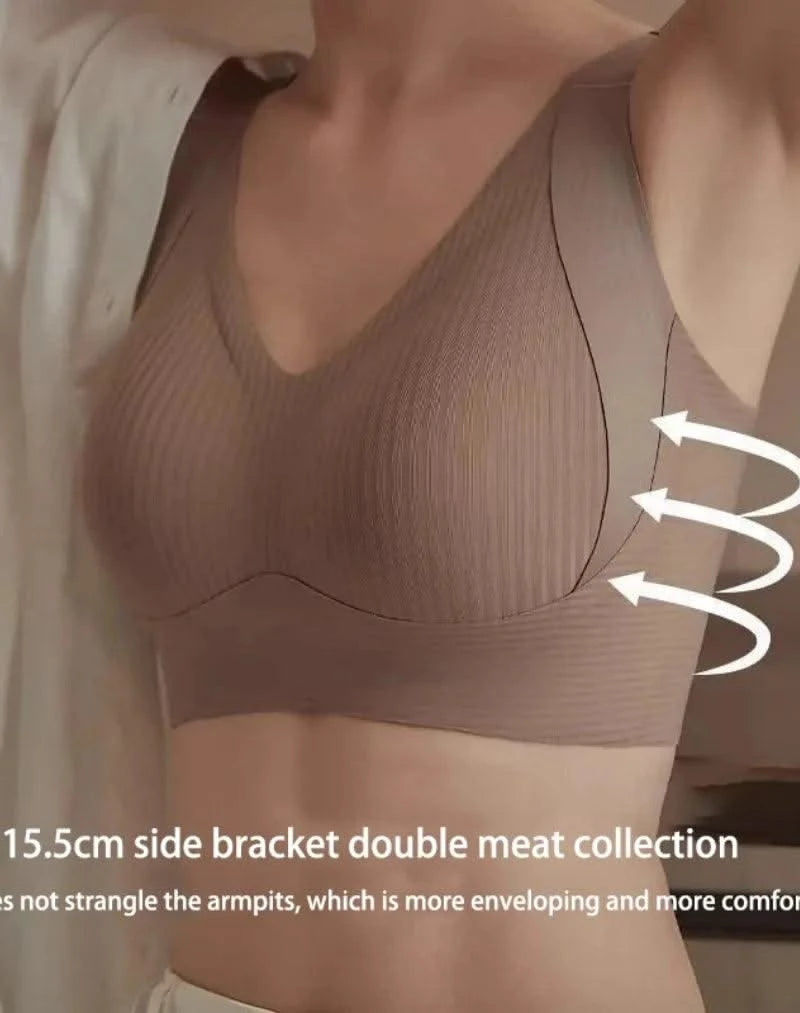 Plus Size Women Seamless Bras Sexy V Waist Brassiere Padded Wireless Soft Sleepwear Female Solid Breathable Underwear Lingerie