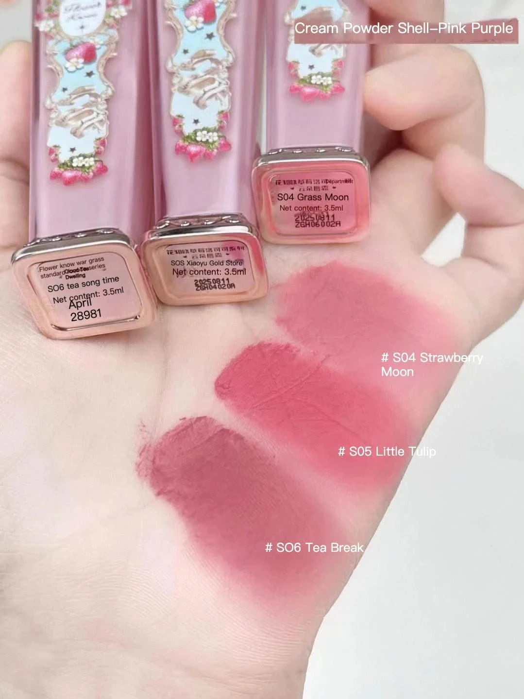 Beauty Glazed  Mirror Flower Lip Gloss  Lipstick Strawberry Rococo Collection Little Angel Lip Cream Lipstick 3.5g