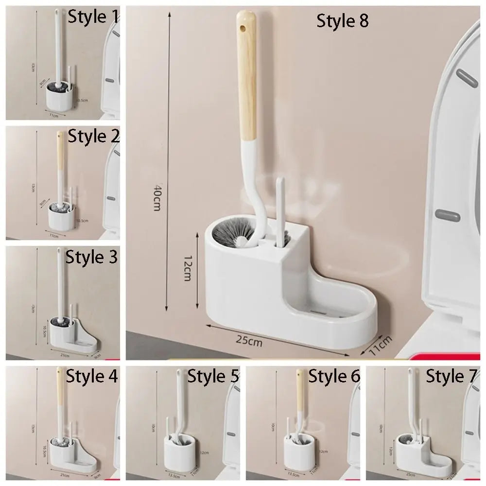 Cleaning Tools Long Handle Toilet Brush Set Wall Mounted Hanging Hole Cleaning Brush Durable Toilet Scrubber Bathroom