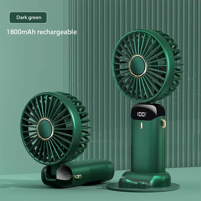 Handheld Mini Fan Foldable Portable Neck Hanging Fans 5 Speed USB Rechargeable Fan with Phone Stand and Display Screen 1800mAh