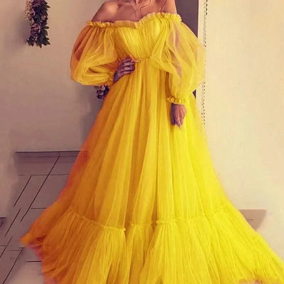 Women Dress Off Shoulder Wedding Sexy Backless High Waist Evening Long Dresses Full Sleeve A Line Gown Vestidos Elegant 2024