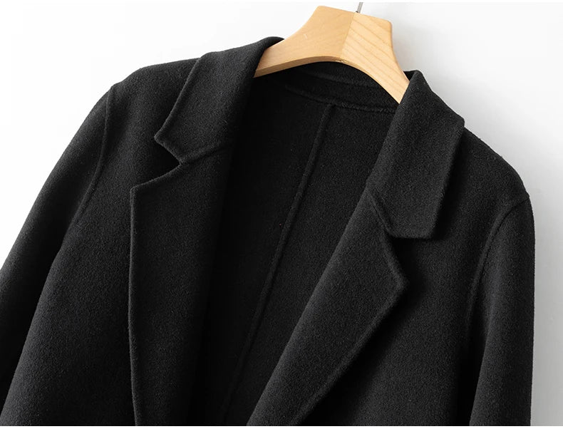 2023 New Women's Coat Pure Wool Plaids and Tweedst Fashion Camel Women's Coat Elegant Trench Coat