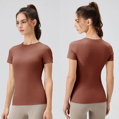 2024 Women Sports Shirt Tight Yoga top Quick Dry Gym Top Outdoor Short Sleeve Running Sportswear Women T-shirts - Elanique