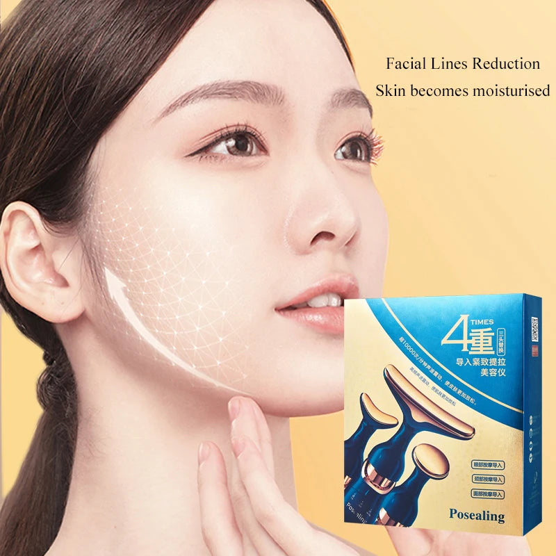 3 In 1 Facial Lifting Device Neck Facial Eye Massage Face Slimmer EMS Beauty Skin Tightening Wrinkle Anti Aging Face Massager