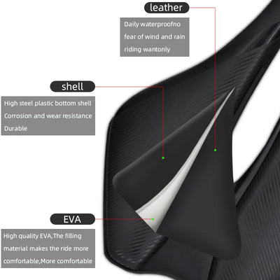 KOCEVLO Bicycle Seat Saddle Mtb Road Bike Steel Saddles Mountain Bike Racing Saddle Pu Breathable Soft Comfortable Cushion