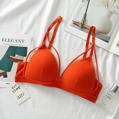 Cotton Bra For Women Push Up Bralette Sexy Lingerie Deep V Backless Comfort Small Breast Thin Pad Bra Female Cotton Underwear