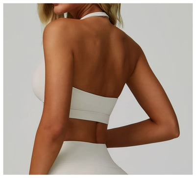 Breathable Sports Bra Anti-Sweat Fitness Top Women Hanging Neck Yoga Bra Shockproof Crop Tops Push Up Sport Bra Gym Workout Vest