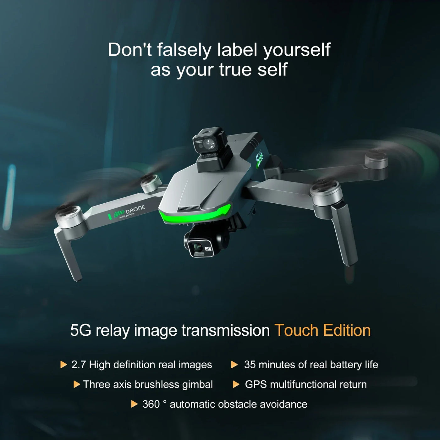 S155 GPS Drone Professional HD Camera 7.2-inch Touch Screen 3-Axis Gimbal EIS Relay Aircraft Laser Obstacle Avoidance Dron Toy