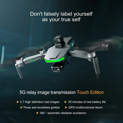 S155 GPS Drone Professional HD Camera 7.2-inch Touch Screen 3-Axis Gimbal EIS Relay Aircraft Laser Obstacle Avoidance Dron Toy