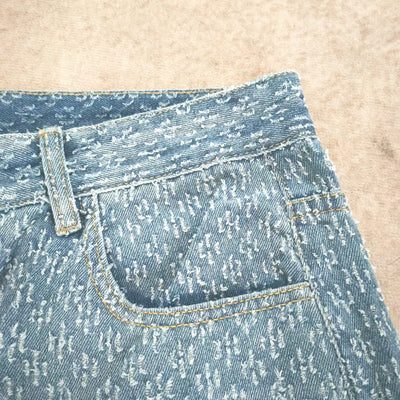 Jeans men Fashion hombre Jacquard Pattern Denim Pants Male Straight Fitting Baggy Bottoms Distressed Wide Jeans For Men