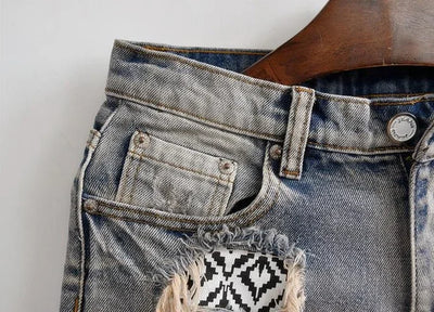 Man Denim Shorts Camouflage Hip Hop Graphic Short Jeans Pants for Men Original Distressed Thin New in Rude Streetwear Designer