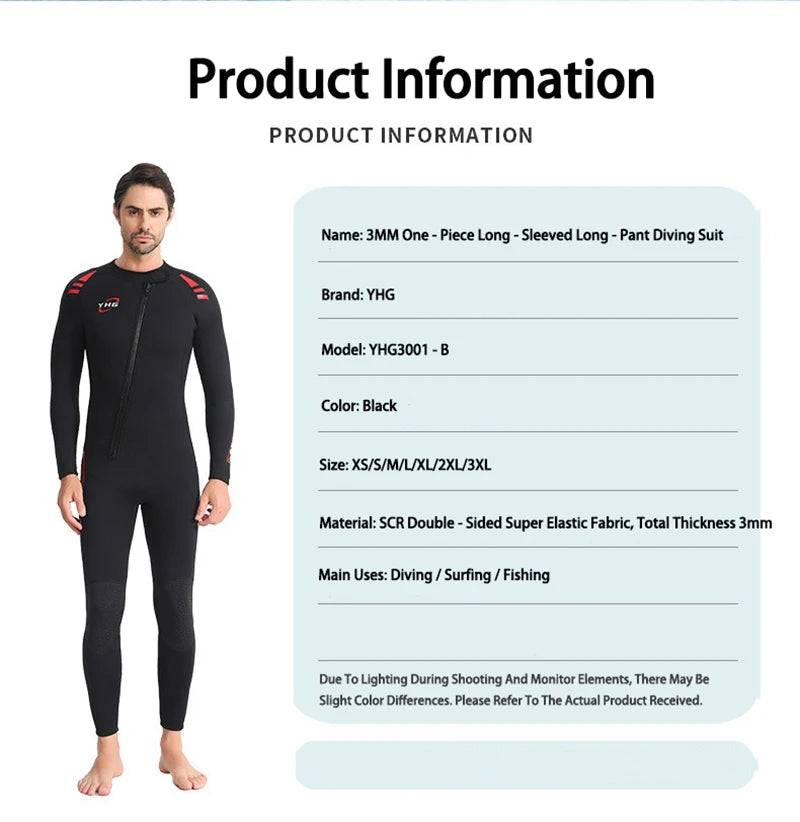 3MM Full-Body Wetsuit: Ideal for Diving, Surfing, Fishing, Rescue Missions & All Water Adventures – 3mm SCR Warmth, Durable