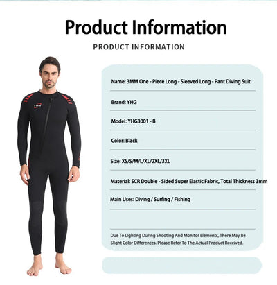 3MM Full-Body Wetsuit: Ideal for Diving, Surfing, Fishing, Rescue Missions & All Water Adventures – 3mm SCR Warmth, Durable