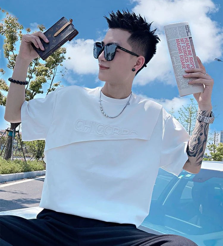 Top T Shirt for Men Man Tee Shirts Green Plain Slim Fit Clothing Streetwear Alphabet Rock Ordinary Katoen Hip Hop Cheap New In S