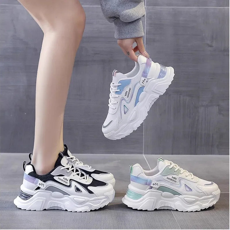 Sports shoes for women 2025 new fashion Korean version trendy fly woven breathable anti slip lightweight running shoes