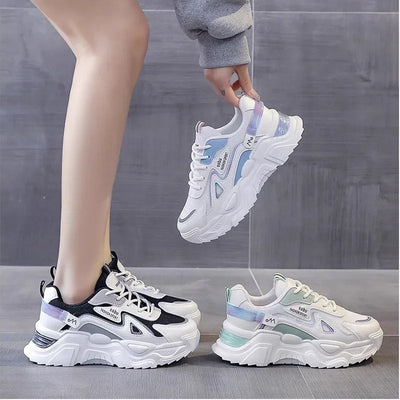 Sports shoes for women 2025 new fashion Korean version trendy fly woven breathable anti slip lightweight running shoes