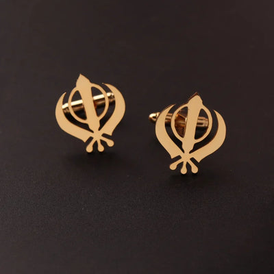 1Pair  Stainless Steel Cufflinks Men  Cuff ButtonLion Eagle Cross Sikh Symbol  For Wedding Shirt Badge Pin Business Shirt Cuffli