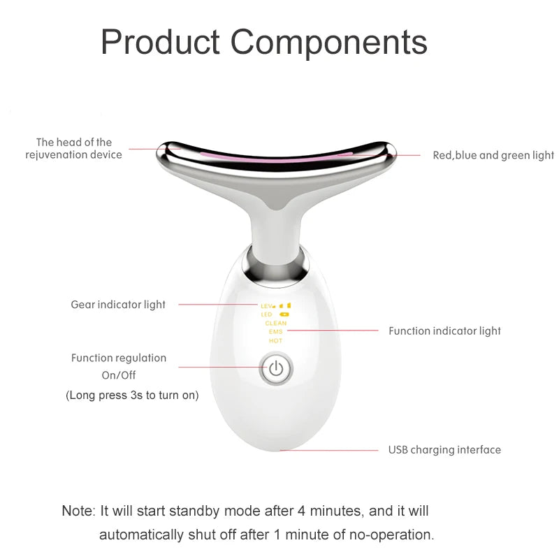 New 3 Colors Neck Face Beauty Device Facial Lifting Machine Skin Tighten Reduce Double Chin Anti Wrinkle Remove Lifting Massager