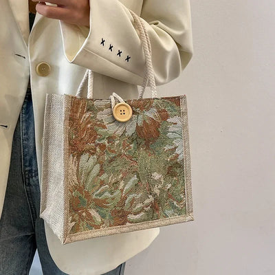 Women Ins Style Portable Hand Bag Linen Bag Students Handbags Fashion Ladies Top-handle Bags Designer Luxury Сумка Женская Bolsa