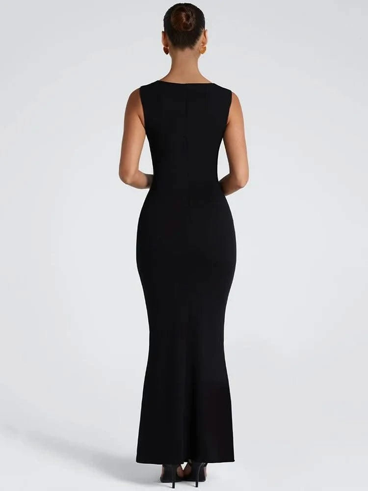 Royal Style Square Collar Sleeveless Sexy Maxi Dress For Women