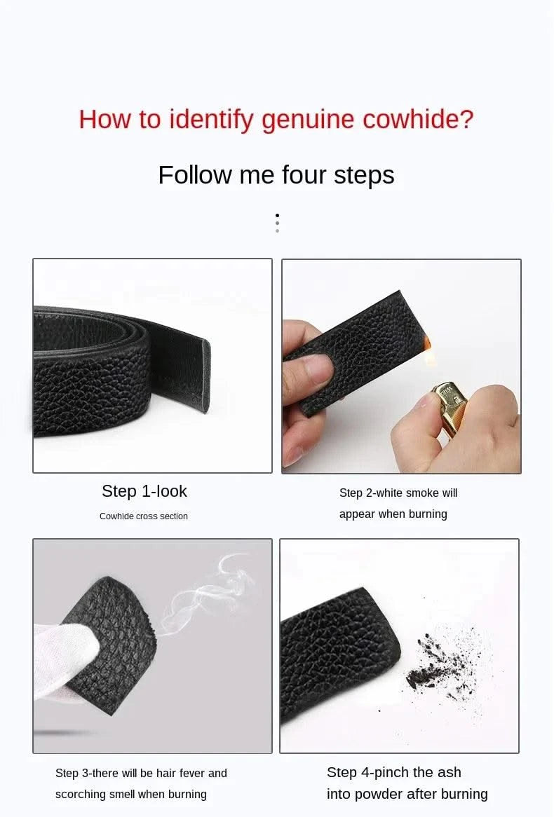 High Quality Alloy Buckle Genuine Real Leather Vintage H Automatic Buckle Belt for Men | Male