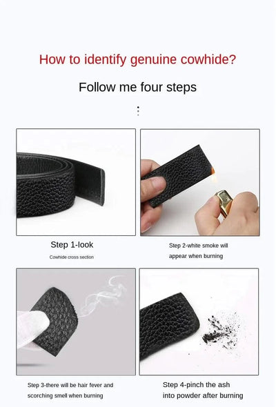 High Quality Alloy Buckle Genuine Real Leather Vintage H Automatic Buckle Belt for Men | Male