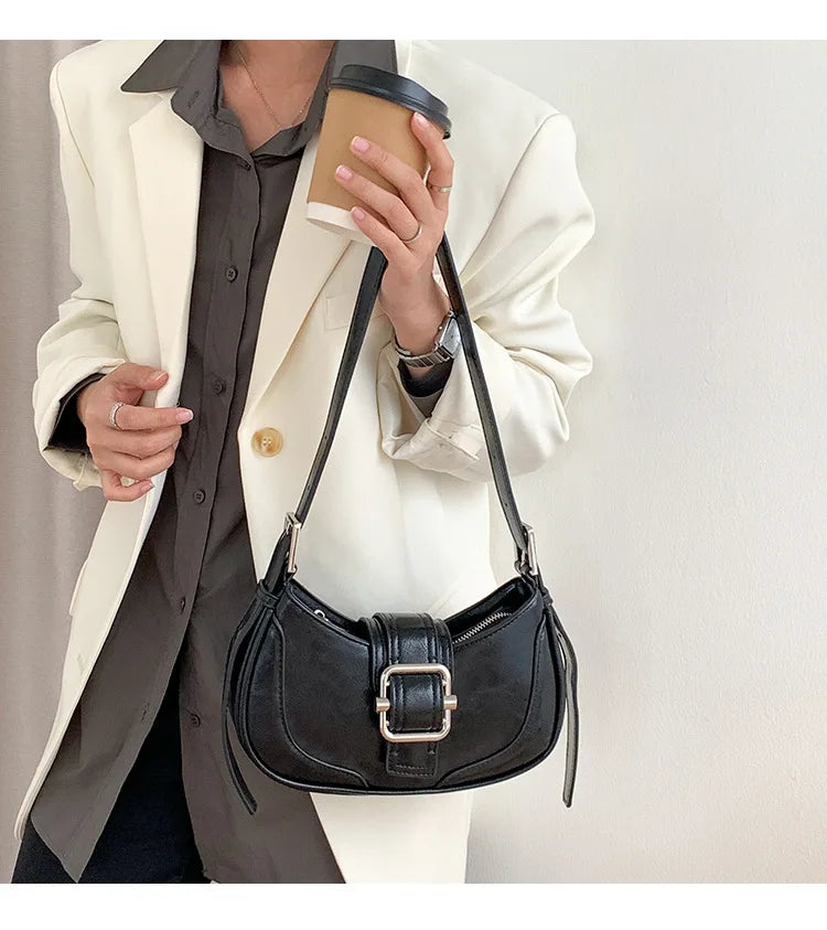 Fashion Handbags For Women Half-moon Leather Hasp lady Shoulder Crossbody Bag Luxury Designer Ladies Underarm Bags Hobo coffee