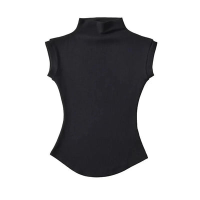Women Turtleneck Sleeveless T-Shirts Tops