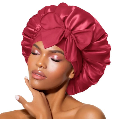 Silk Bonnet for sleeping Women Satin bonnet Hair Bonnet Night Sleep Cap Scarf wrap for Curly Hair with tie Band Black