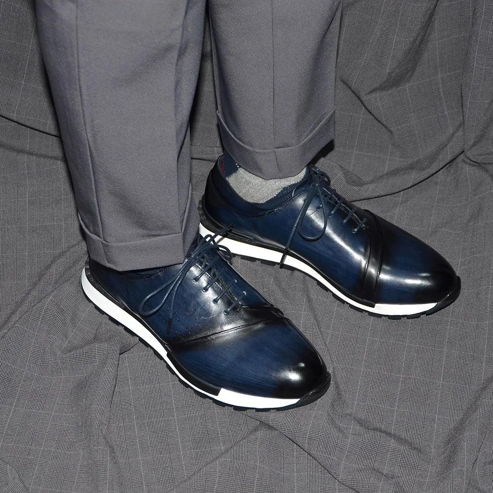 Luxury Brand Design Men's Oxford Shoes Fashion France Style Leather Sneakers Slip-on Casual Business Travel Non-slip Male Shoes