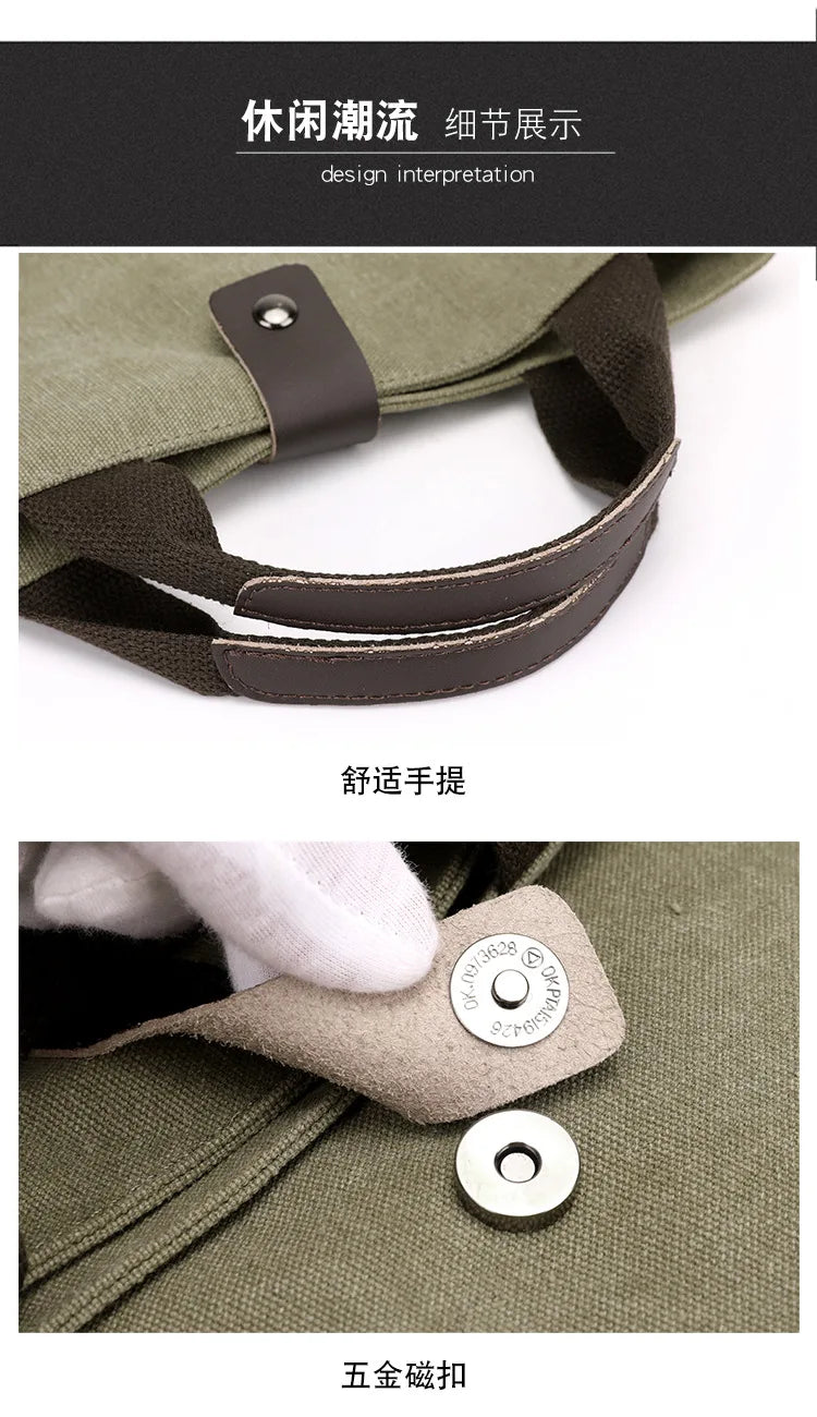 Men's Fashion Canvas Shoulder Bag Business Travel Crossbody bags Men Multifunctional Messenger Bags Briefcase Men Handbags Totes