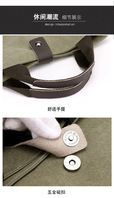 Men's Fashion Canvas Shoulder Bag Business Travel Crossbody bags Men Multifunctional Messenger Bags Briefcase Men Handbags Totes
