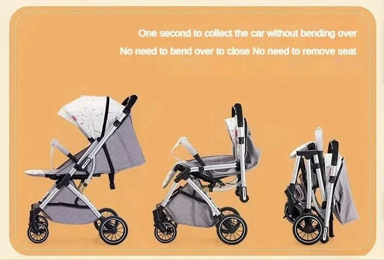 Two-way Lightweight High-view Baby Stroller Can Sit or Lie Down Portable Travel Baby Stroller Four-wheel Baby Stroller