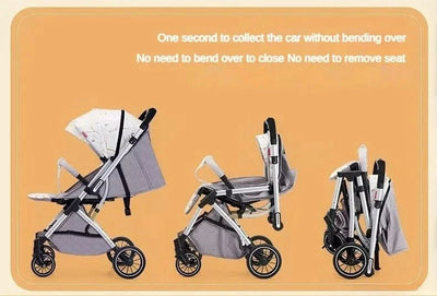 Two-way Lightweight High-view Baby Stroller Can Sit or Lie Down Portable Travel Baby Stroller Four-wheel Baby Stroller