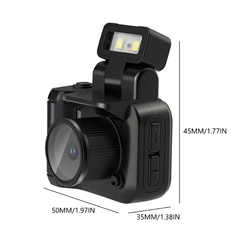 Mini cameras with high-definition displays, retro cameras with flashes and battery stands, digital cameras, and small cameras
