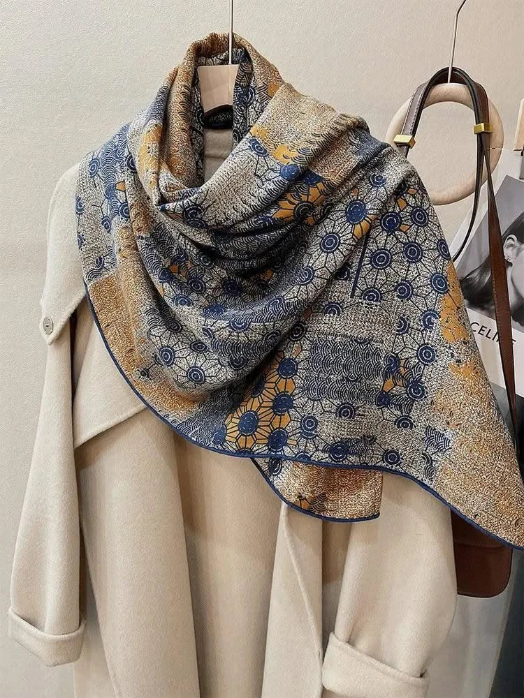 women's autumn and winter silk and wool dual purpose high-end scarves  large