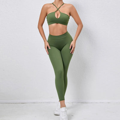 2PCS Athletic Wear Yoga Women's Tracksuit  Fitness Yoga Sets Sportswear Workout Bra+High Waist Leggings Gym Clothing Sports