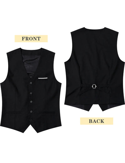 Mens Suit Vest Male Business Formal Wedding Office Birthday Party Outfit Set  Easter Church Jacket Black Waistcoat