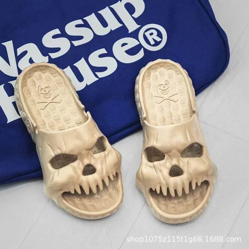 Platform Skull Slippers Demon Home Cloud Summer Beach Sandal Slides Y2k Flip Flops Men Male Soft House Shoes Flat Clapper Women