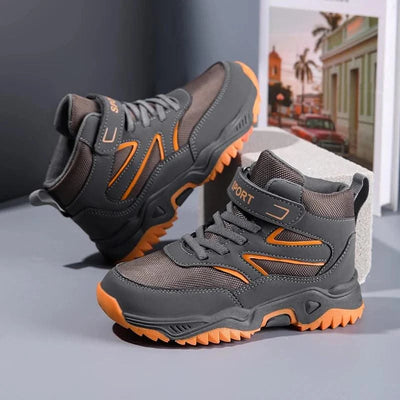 New Boys' Sports Shoes Non-slip School Children's Leather Breathable Running Black Fashion Hiking Shoes Sneaker Size 29-40