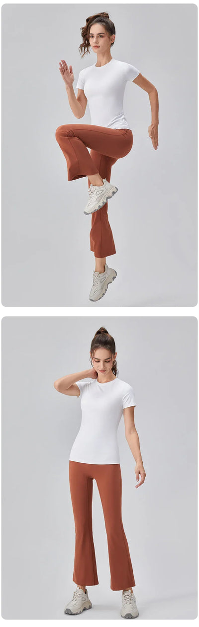2024 Women Sports Shirt Tight Yoga top Quick Dry Gym Top Outdoor Short Sleeve Running Sportswear Women T-shirts - Elanique