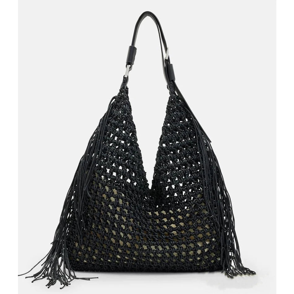 Designer Luxury Tote Bag Women 2025 New Large Capacity Bohemian Style Beach Bag Handmade Woven Hollow Out Tassel Shoulder Bag