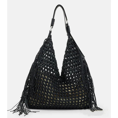 Designer Luxury Tote Bag Women 2025 New Large Capacity Bohemian Style Beach Bag Handmade Woven Hollow Out Tassel Shoulder Bag