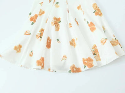 Summer Dresses 2025 Women French Style Floral Print Puff Sleeve Dress Lace Trim A-line Short Elegant Sundress Chic Lady Robe