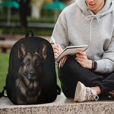 German Shepard Portrait Mochilas De Hombre Printed Zipper Backpack Book Bag Kindergarten Bag Boys 17 Inch School Backpack Bag